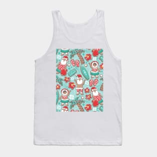 Mele Kalikimaka Hawaiian Christmas gingerbread cookies // pattern // aqua background Tank Top